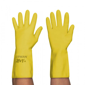 ERWAN™ Rubber Flocklined Gloves Multi Purpose Gloves, Yellow, EMP1