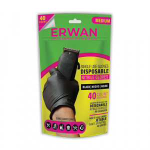 ERWAN™ Nitrile Premium Protection Examination Gloves, 40 Pieces, Black