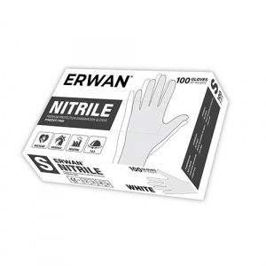 ERWAN™ Nitrile Premium Protection Examination Gloves, 100 Pieces White