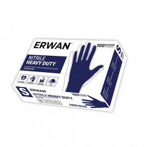 ERWAN™ Nitrile Premium Protection Examination Gloves, 100 Pieces Dark Blue Heavy Duty