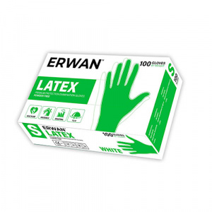 ERWAN™ Latex Premium Protection Examination Gloves, 100 Pieces White Powder Free